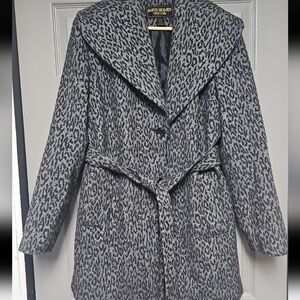 Marvin Richards Gray And Black Leopard Print Women's Coat XL